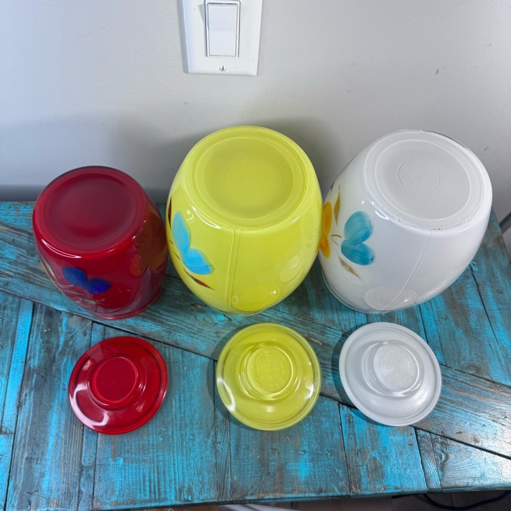 1950’s Bartlett Collin’s Mid Century Modern Vintage Glass Cookie Jar Set of 3 - Picture 16 of 16